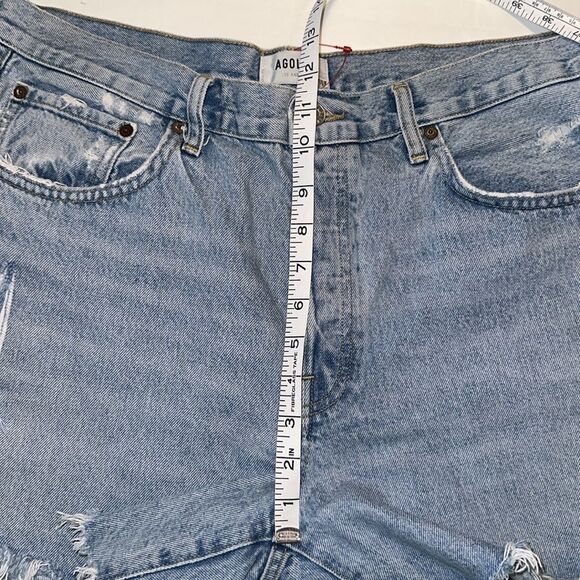 Agolde Women's Distressed Denim Shorts - Blue - Picture 5 of 8